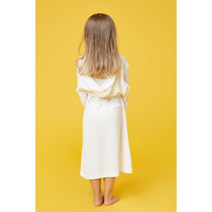Халат махровый с капюшоном для девочки, рост 98-104 см, цвет белый 1431-56 