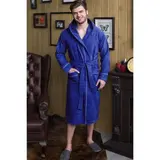 Халат мужской, капюшон+кант, размер 50, синий, махра  - фото 2