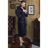 Халат мужской с капюшоном, размер 48, цвет чернильный, махра  - фото 3