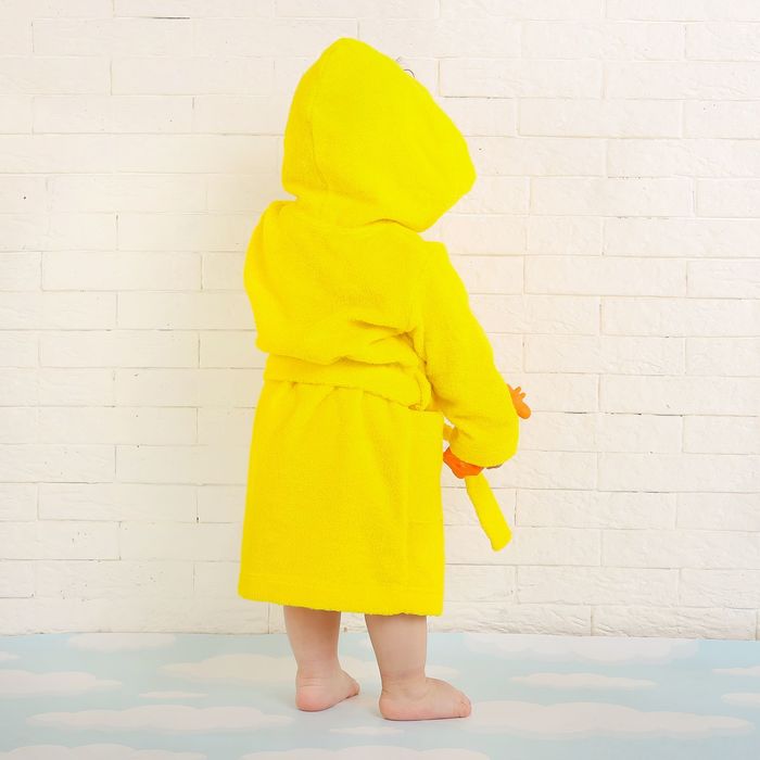 Халат махровый детский, размер 32, цвет жёлтый, 340 г/м2 хл.100% с AIRO 