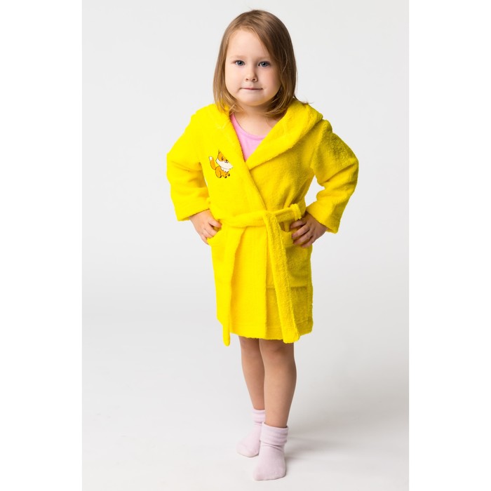 Халат махровый детский Лисёнок, размер 32, цвет жёлтый, 340 г/м² хл. 100% с AIRO 