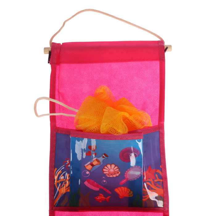 Подарочный набор "Подводное королевство": кармашек подвесной пластиковый на 3 отделения и мочалка 