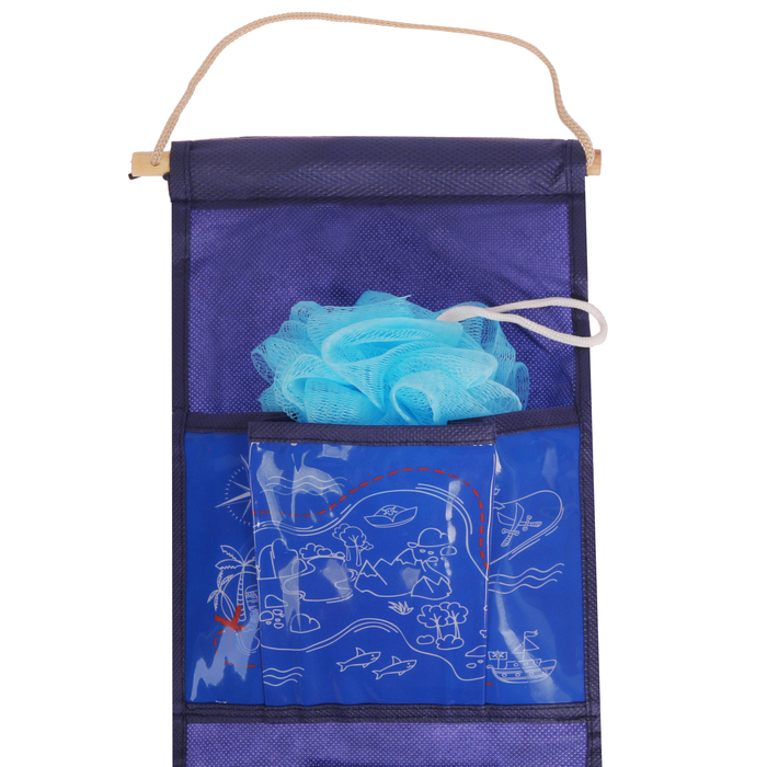 Подарочный набор "Морские приключения": кармашек подвесной пластиковый на 3 отделения и мочалка 
