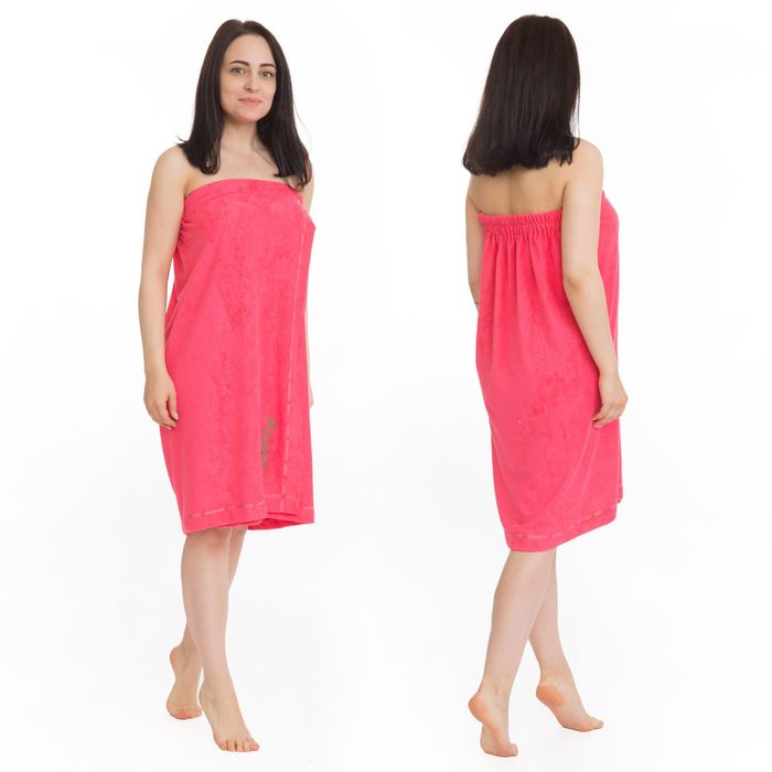 Килт(юбка) женский махровый с вышивкой 80х150см, коралловый 