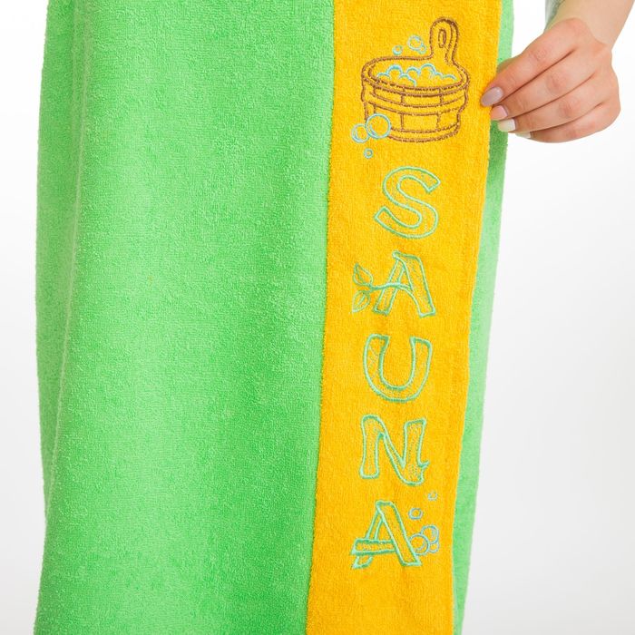 Килт(юбка) женский махровый, с вышивкой, 80х160 см, цвет зелёный 