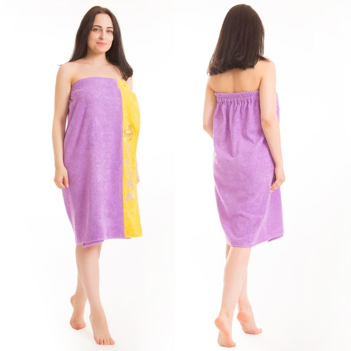 Килт(юбка) женский махровый, с вышивкой, 80х160 см, цвет сиреневый 