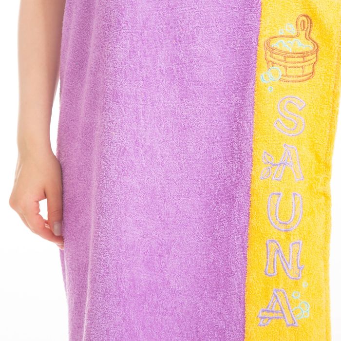 Килт(юбка) женский махровый, с вышивкой, 80х160 см, цвет сиреневый 
