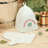 Набор для бани "Парься от души" шапка, рукавица  - фото 4