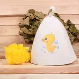 Детский банный набор: шапка и мочалка "Нашему утёнку" 