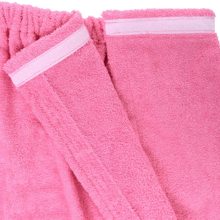 Набор д/сауны махр. жен (Килт(юбка)80х140 чалма, рукавица), цв.розовый, 300г/м, хл100% 