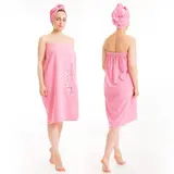 Набор д/сауны махр. жен. (Килт(юбка)(80х150+-2)+ чалма), цвет розовый  - фото 6