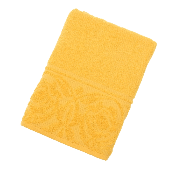 Полотенце махровое банное "Цветок", размер 70х130 см, 300 г/м2, цвет жёлтый 