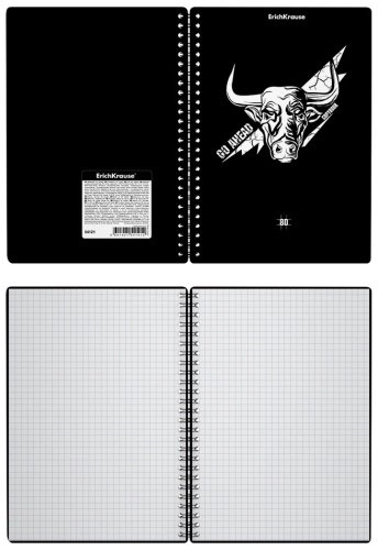 Общая тетрадь Erich Krause Тетрадь с пластиковой обложкой Go Аhead, Black and White, 80 л, А5, клетка, мягкая обложка, 1 шт  - фото 2