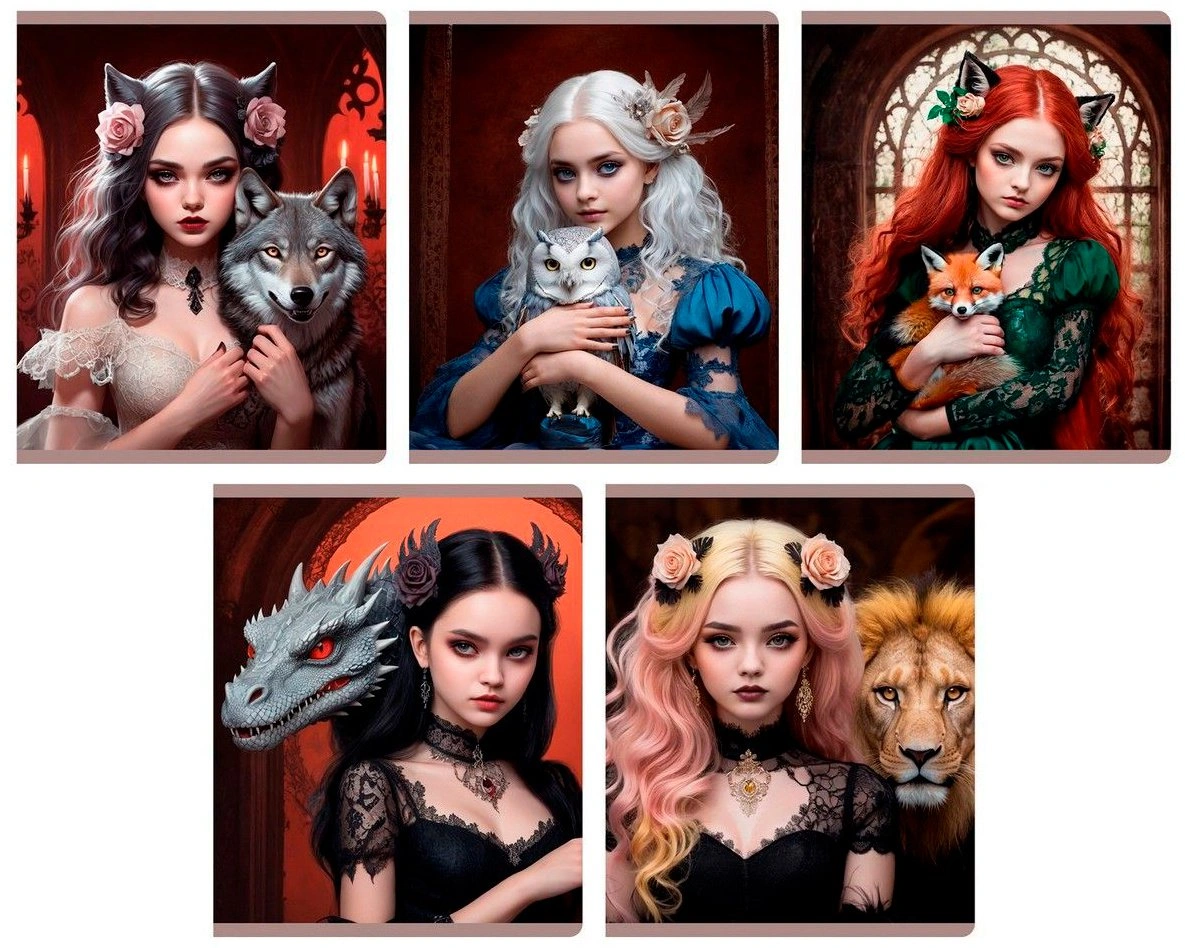 Общая тетрадь Listoff Witches, 96 л, А5, клетка, мягкая обложка, 1 шт 