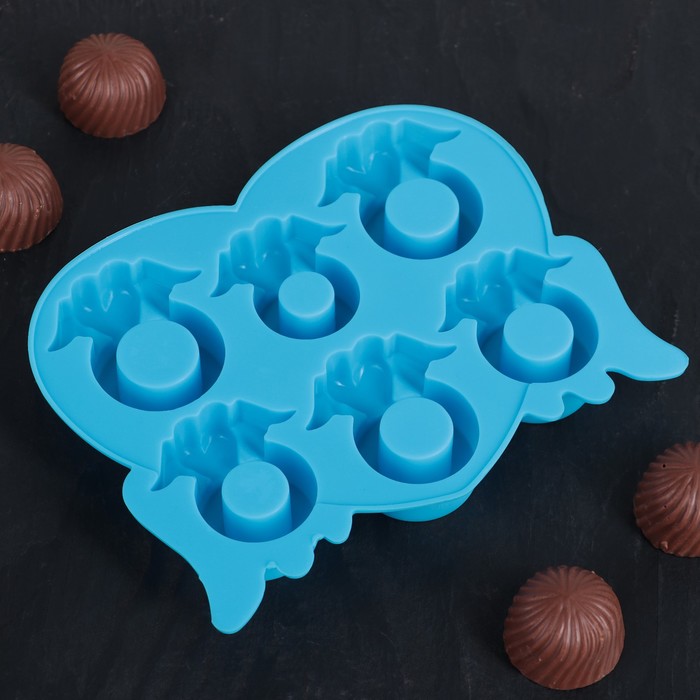 Форма для льда и шоколада "Кольца", 6 ячеек, цвета МИКС 