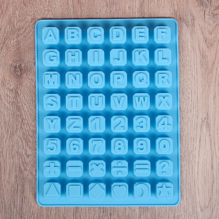 Форма для льда и шоколада "Цифры и английские буквы", 48 ячеек, ячейка 2 см 