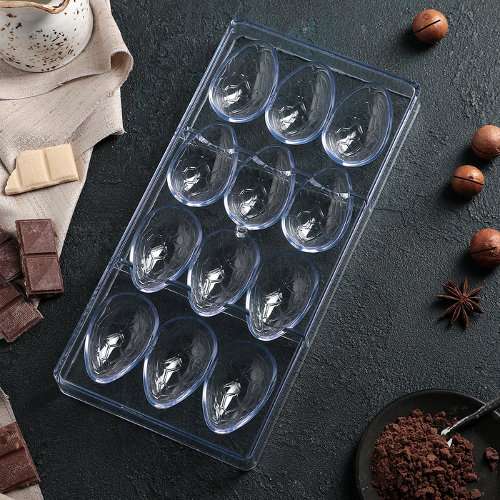 Форма для шоколада 27,5×13,5 см "Шоколадное яйцо", 12 ячеек 