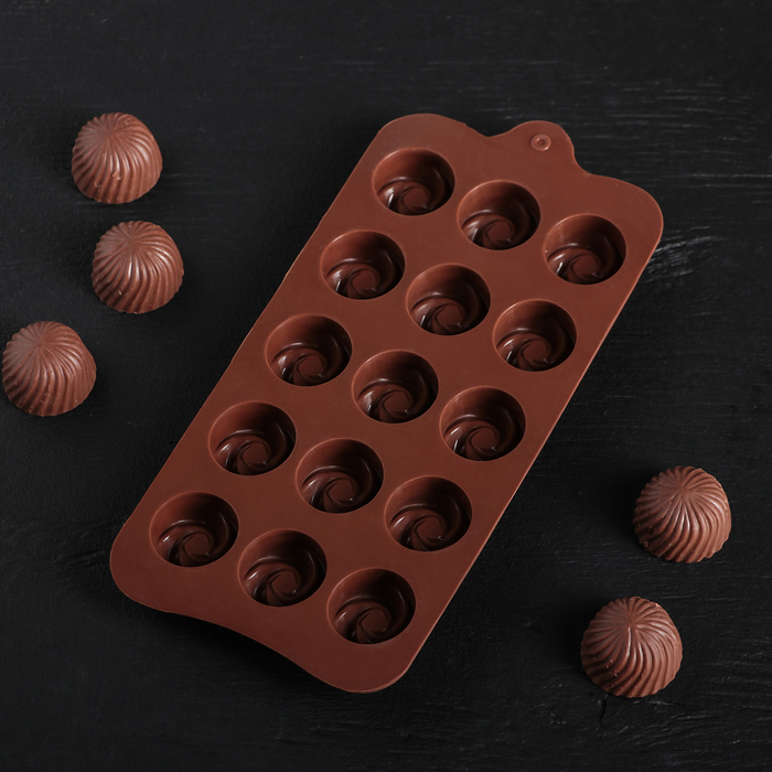 Форма для льда и шоколада 21,5х11,5 см "Завиток", 15 ячеек 