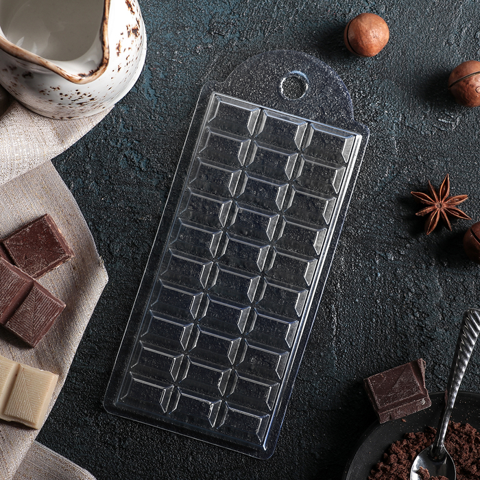 Форма для шоколада 7×15×1 см "Шоколад тёмный" 