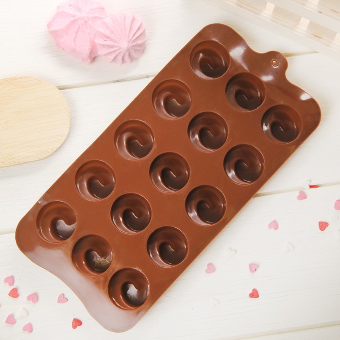 Форма для льда и шоколада "Вихрь", 15 ячеек, цвет шоколадный 