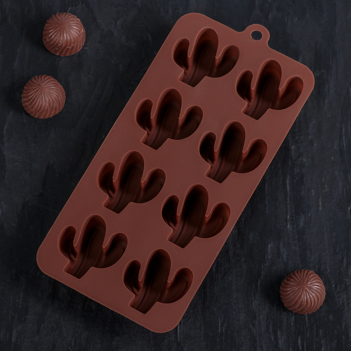 Форма для льда и шоколада 22,2x10,5x2 см "Кактус", 8 ячеек 