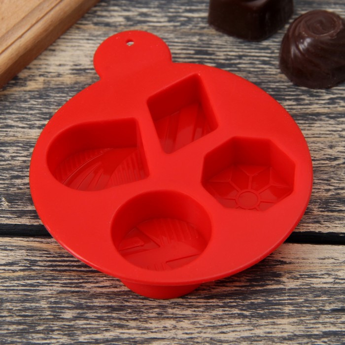 Форма для льда и шоколада "Дольки шоколада", 4 ячейки, цвета МИКС 