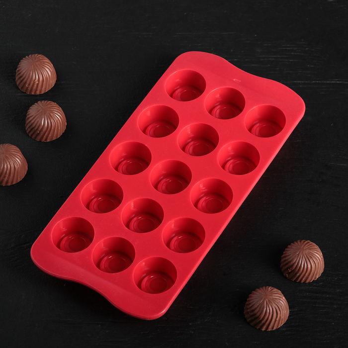 Форма для льда и шоколада 21,2х10,5 см "Комильфо", 15 ячеек, цвет МИКС 