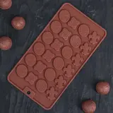 Форма для льда и шоколада 21х11 см "Конфеты", 24 ячейки, цвет шоколадный  - фото 2