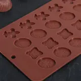 Форма для льда и шоколада 21х11 см "Конфеты", 24 ячейки, цвет шоколадный  - фото 3