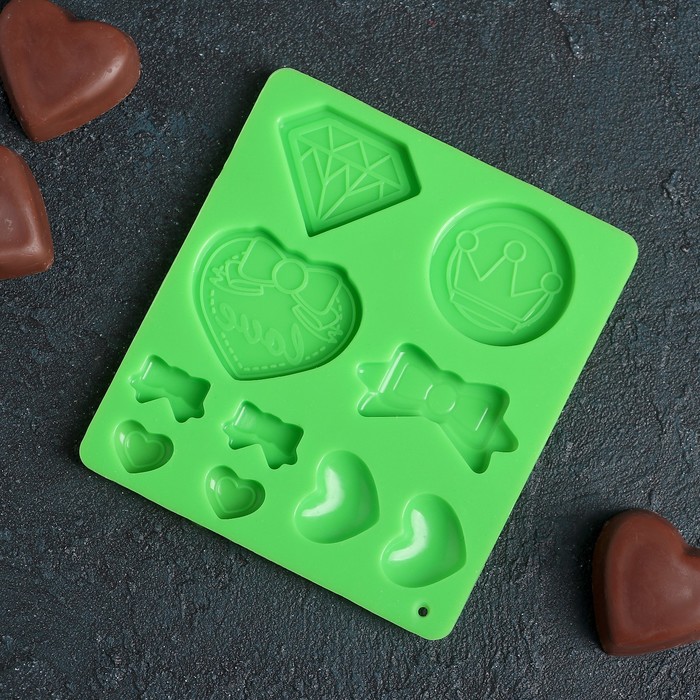 Форма для льда и шоколада 10×11 см "Украшение", 10 ячеек, цвет МИКС 