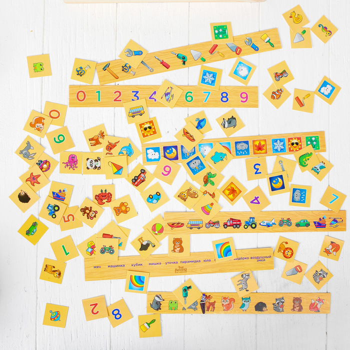 Деревянный комодик сортер "Развиваем внимание и память" (88 картонных карточек) 
