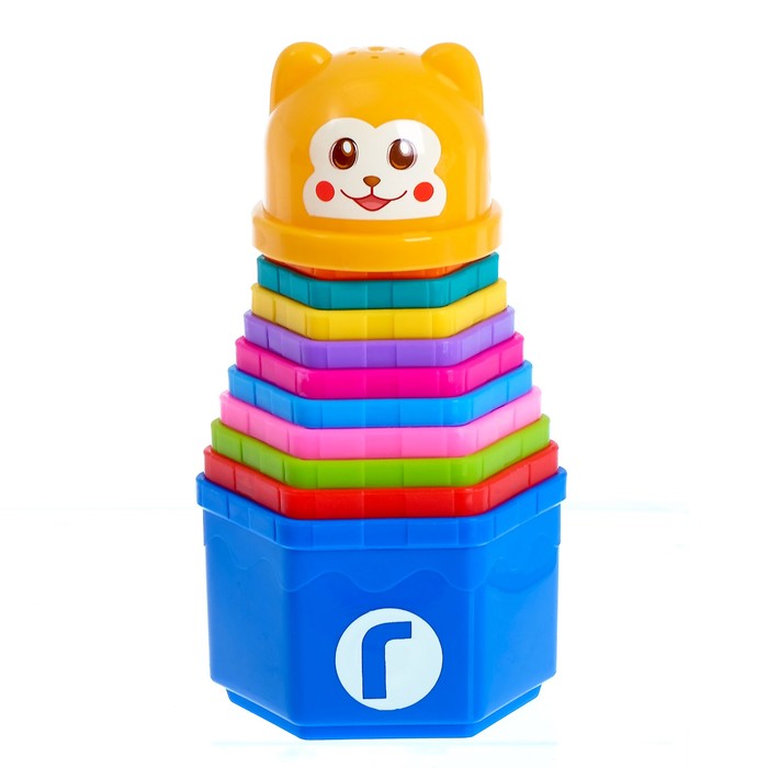 Развивающая игрушка «Пирамидка Мишка» стаканчики с буквами и цифрами, 11 предметов 