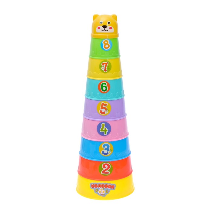 Развивающая игрушка «Пирамидка-стаканчики: Колобок», 9 предметов 