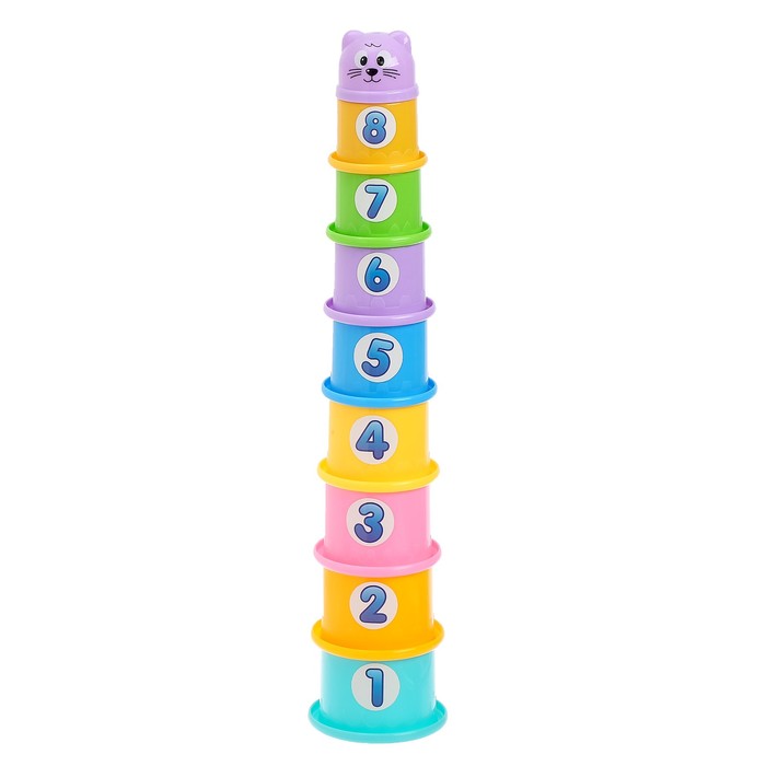 Развивающая игрушка «Пирамидка-стаканчики: Теремок», 9 предметов 