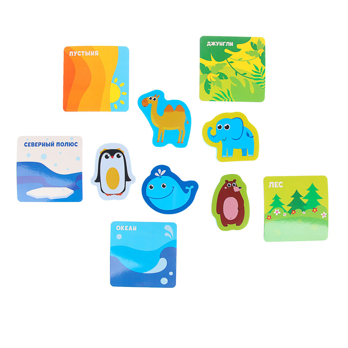 Набор игровой развивающий «Животные», 10 предметов: 5 игрушек из EVA + 5 карточек 