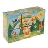Кубики «Зверята», 6 штук (картон) 