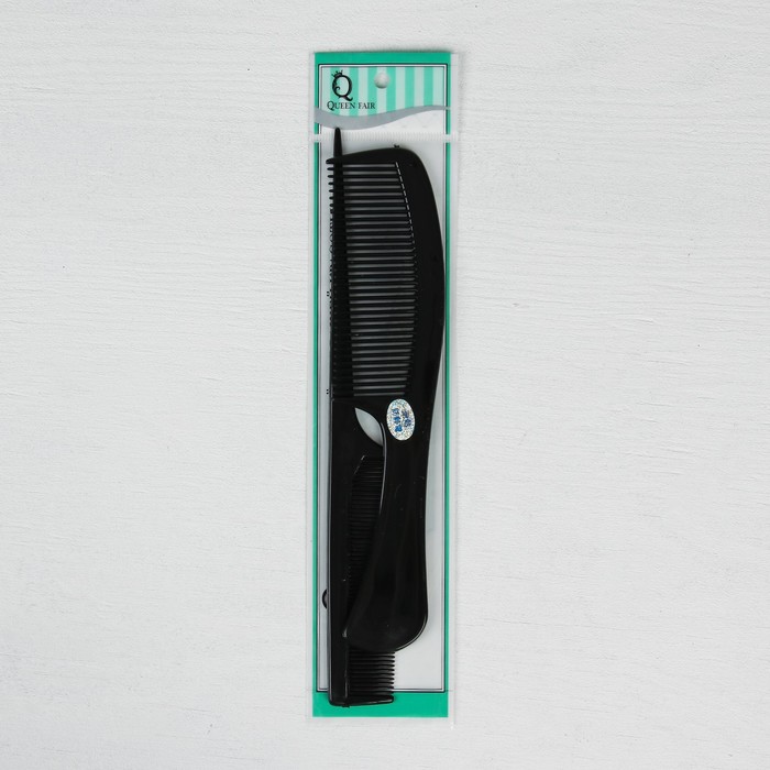 Набор расчёсок, 2 предмета: расчёска с ручкой, расчёска с хвостиком, цвет чёрный 
