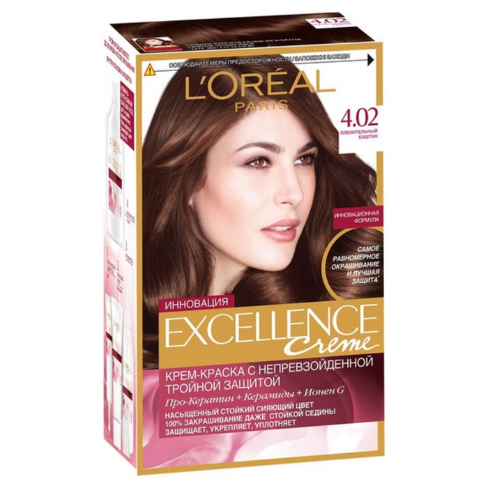 Краска для волос L'Oreal Excellence, тон 4.02, Пленительный каштан 