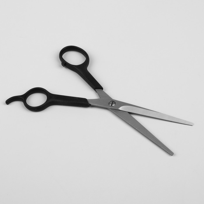 Ножницы парикмахерские с упором, лезвие 7 см, цвет чёрный/серебряный 
