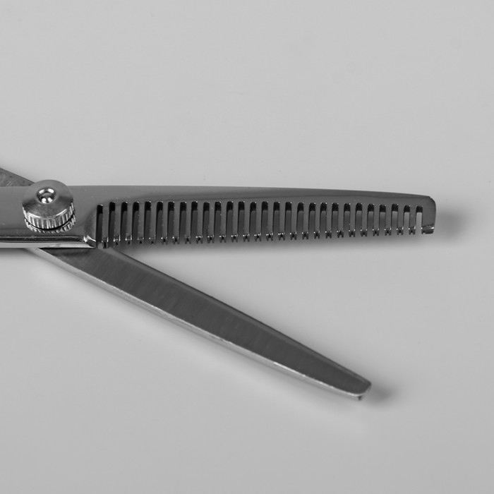 Ножницы филировочные с упором, двусторонние, лезвие 6,5 см, цвет серебряный 