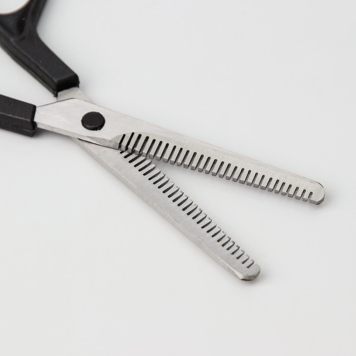 Ножницы парикмахерские филировочные, с упором, двусторонние, лезвие 6 см, цвет чёрный, Н-052 КМ 