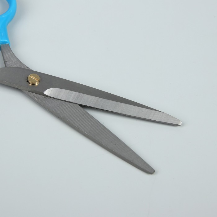 Ножницы парикмахерские с упором, лезвие 6,5 см, цвет голубой/серебряный 