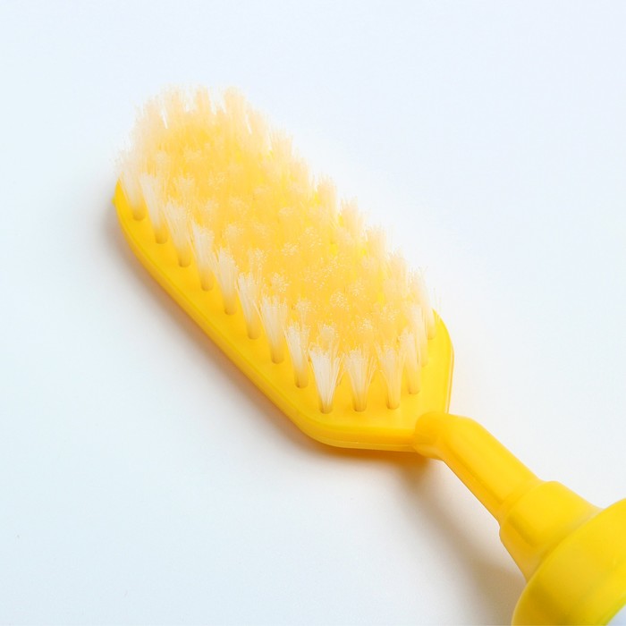 Расчёска детская с погремушкой + массажная щётка для волос, от 0 мес., цвет жёлтый 