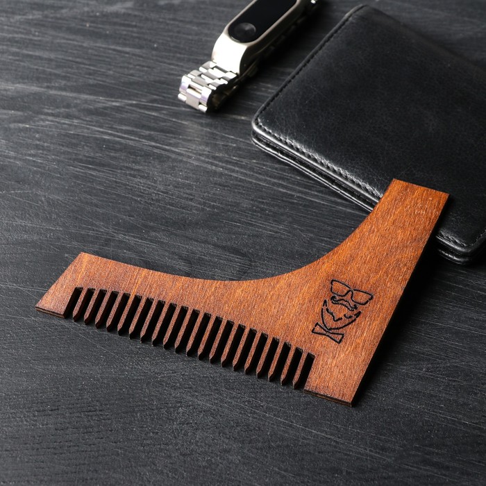Расческа деревянная "Модник", для оформления бороды и усов 