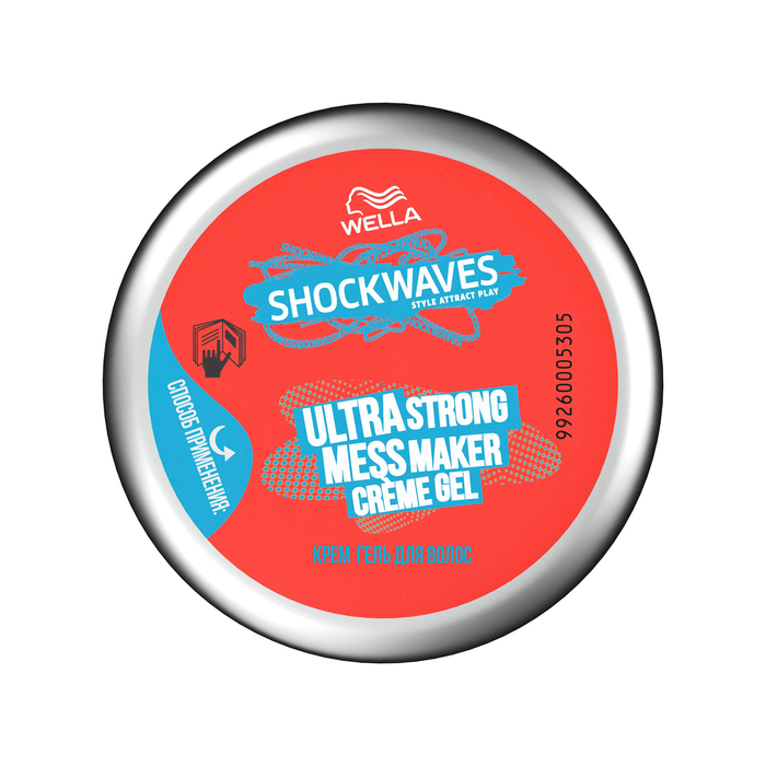 Крем-гель для волос Wella Shockwaves, небрежный образ, супер сильная фиксация, 150 мл 