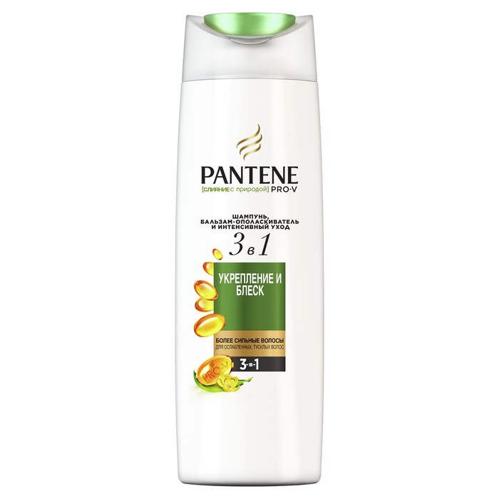 Шампунь для волос Pantene 3 в 1 Слияние с природой «Укрепление и блеск», 360 мл 