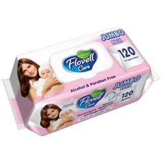 Влажные салфетки Flovell Care Classic Jumbo 120шт Pink