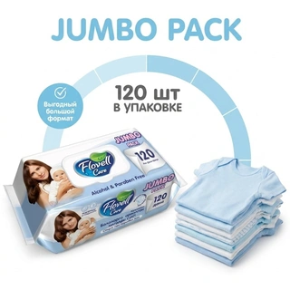 Влажные салфетки Flovell Care Classic Jumbo 120шт Blue - фото 4