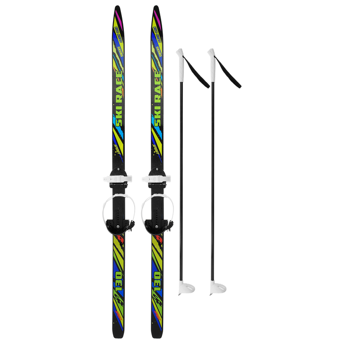 Лыжи подростковые «Ski Race» с палками, 130/100 см, цвета МИКС 