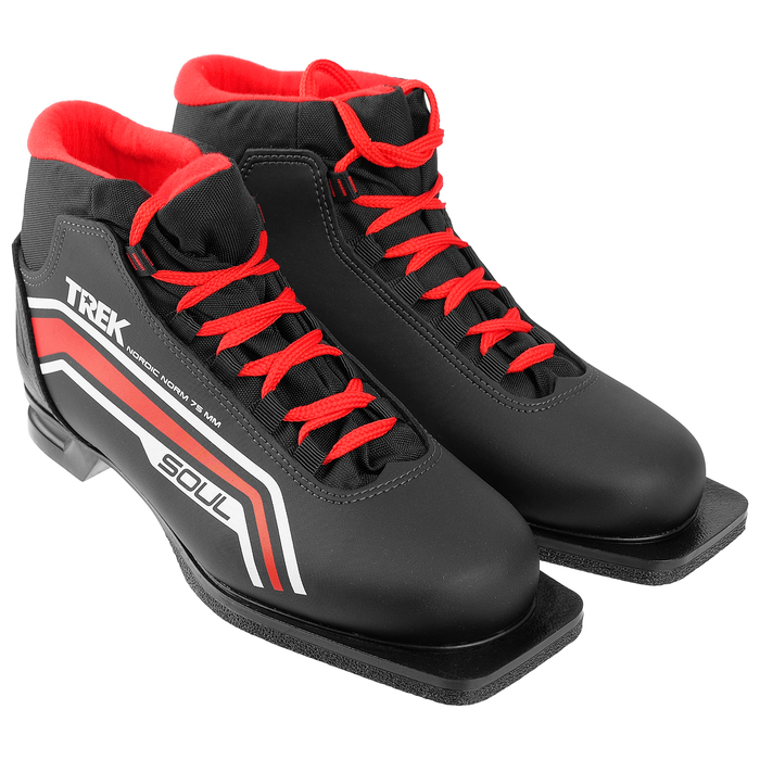 Ботинки лыжные ТРЕК Soul НК NN75, цвет чёрный, лого красный, размер 35 